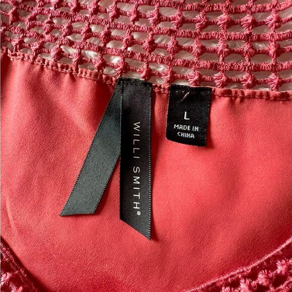 Willi Smith Boho Cottagecore Coral Top with Crochet Details - Picture 5 of 9